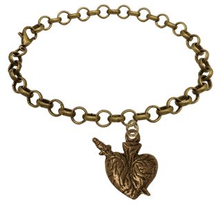 Vintage Bronze Pierced Heart Milagro Bracelet