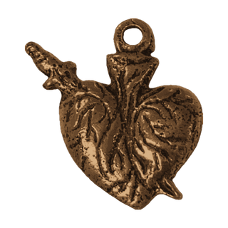 Vintage Bronze Pierced Heart Milagro, Mexico