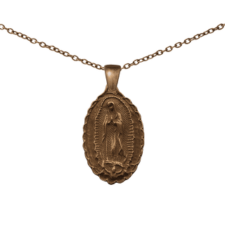 Vintage Bronze Our Lady of Guadalupe Medal, Large Oval