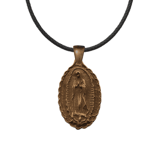 Vintage Bronze Our Lady of Guadalupe Medal, Large Oval