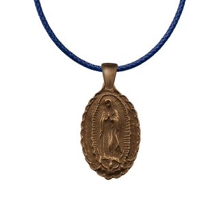 Vintage Bronze Our Lady of Guadalupe Medal, Large Oval