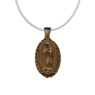 Vintage Bronze Our Lady of Guadalupe Medal, Large Oval