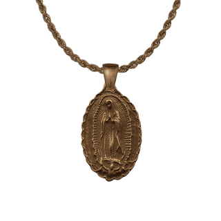 Vintage Bronze Our Lady of Guadalupe Medal, Large Oval