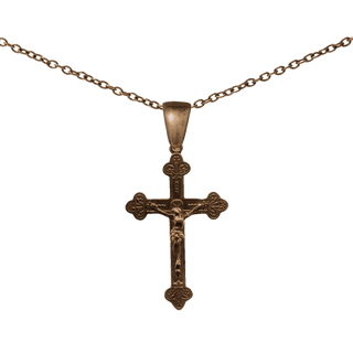 Vintage Bronze Crucifix with Floral Ends