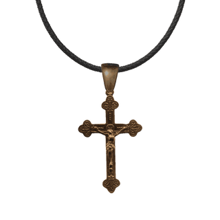 Vintage Bronze Crucifix with Floral Ends