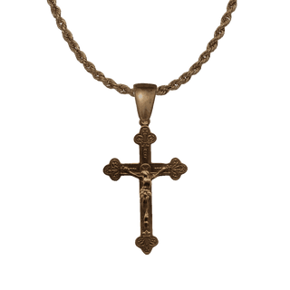 Vintage Bronze Crucifix with Floral Ends