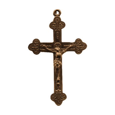 Vintage Bronze Crucifix with Floral Ends