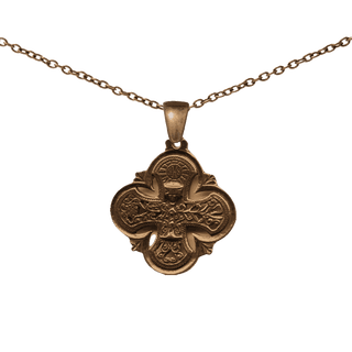 Vintage Bronze Eucharistic Chalice Medal, Quatrefoil