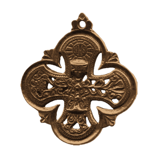 Vintage Bronze Eucharistic Chalice Medal, Quatrefoil