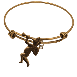 Vintage Bronze Angel Milagro Facing Left Bangle Bracelet
