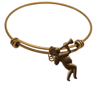 Vintage Bronze Angel Milagro Facing Right Bangle Bracelet