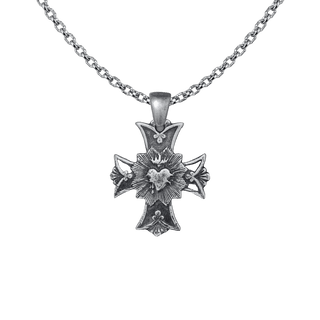 Vintage Sterling Silver Sacred Heart Cross with Rays