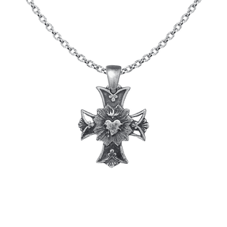 Vintage Sterling Silver Sacred Heart Cross with Rays