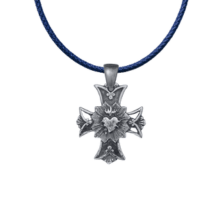 Vintage Sterling Silver Sacred Heart Cross with Rays