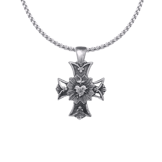 Vintage Sterling Silver Sacred Heart Cross with Rays