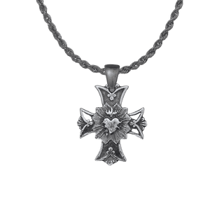 Vintage Sterling Silver Sacred Heart Cross with Rays