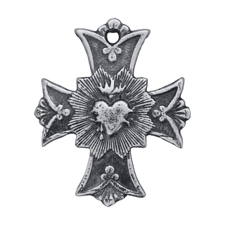 Vintage Sterling Silver Sacred Heart Cross with Rays