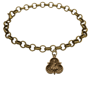 Vintage Bronze Infant of Prague Medal Bracelet