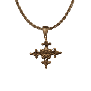 Vintage Bronze Praying Angel Cross