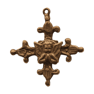 Vintage Bronze Praying Angel Cross
