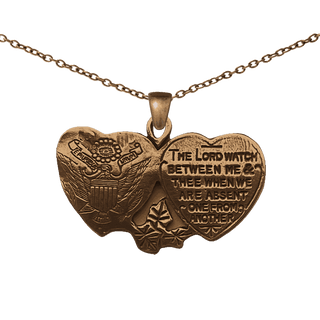 Vintage Bronze Mizpah Twin Hearts Military Medal