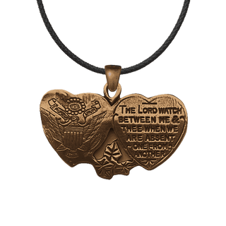 Vintage Bronze Mizpah Twin Hearts Military Medal