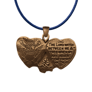 Vintage Bronze Mizpah Twin Hearts Military Medal