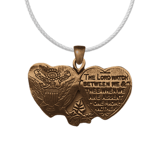 Vintage Bronze Mizpah Twin Hearts Military Medal