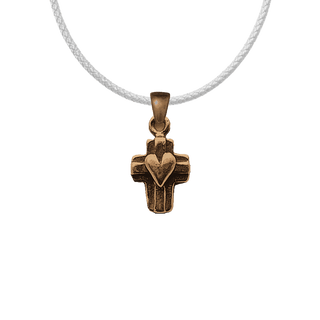 Vintage Bronze Little Cross with Heart