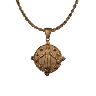 Vintage Bronze Mary, Queen of the Flowers Medal