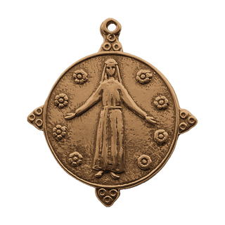 Vintage Bronze Mary, Queen of the Flowers Medal