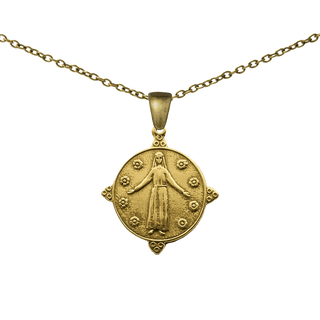 Vintage Yellow Bronze Mary, Queen of the Flowers Medal