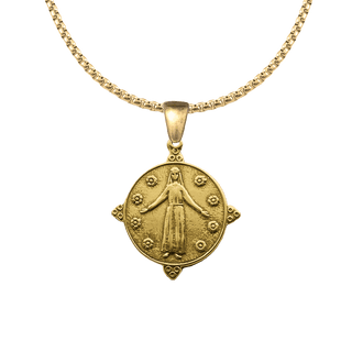 Vintage Yellow Bronze Mary, Queen of the Flowers Medal