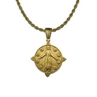 Vintage Yellow Bronze Mary, Queen of the Flowers Medal