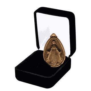 Vintage Bronze Twin Hearts and Rosary Medal, San Damiano