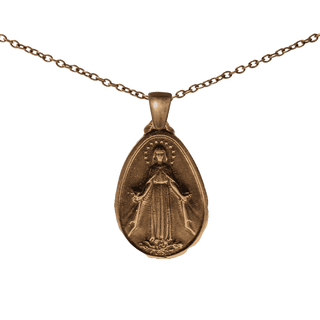 Vintage Bronze Twin Hearts and Rosary Medal, San Damiano
