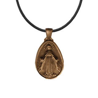 Vintage Bronze Twin Hearts and Rosary Medal, San Damiano