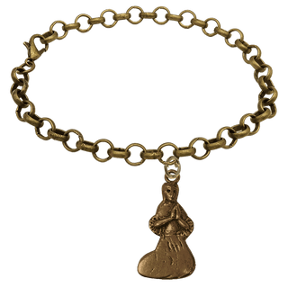Vintage Bronze Large Praying Woman Milagro Bracelet