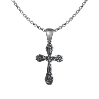Vintage White Bronze Garden Lily Crucifix