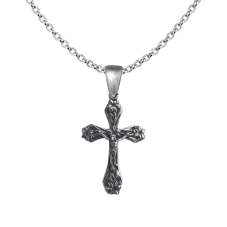 Vintage White Bronze Garden Lily Crucifix
