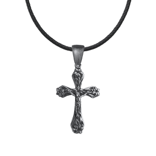 Vintage White Bronze Garden Lily Crucifix