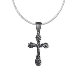 Vintage White Bronze Garden Lily Crucifix