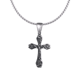 Vintage White Bronze Garden Lily Crucifix