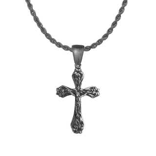 Vintage White Bronze Garden Lily Crucifix