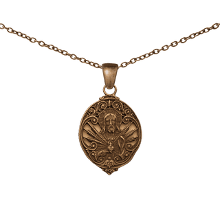 Vintage Bronze Openwork Sacred Heart Medal