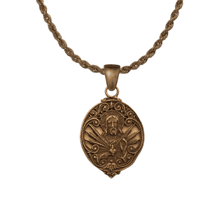 Vintage Bronze Openwork Sacred Heart Medal