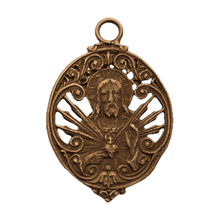 Vintage Bronze Openwork Sacred Heart Medal