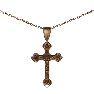 Vintage Bronze Baroque Crucifix with Marian Medallions