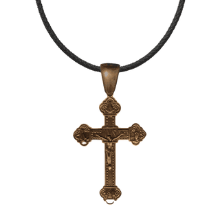 Vintage Bronze Baroque Crucifix with Marian Medallions