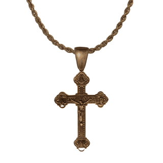 Vintage Bronze Baroque Crucifix with Marian Medallions